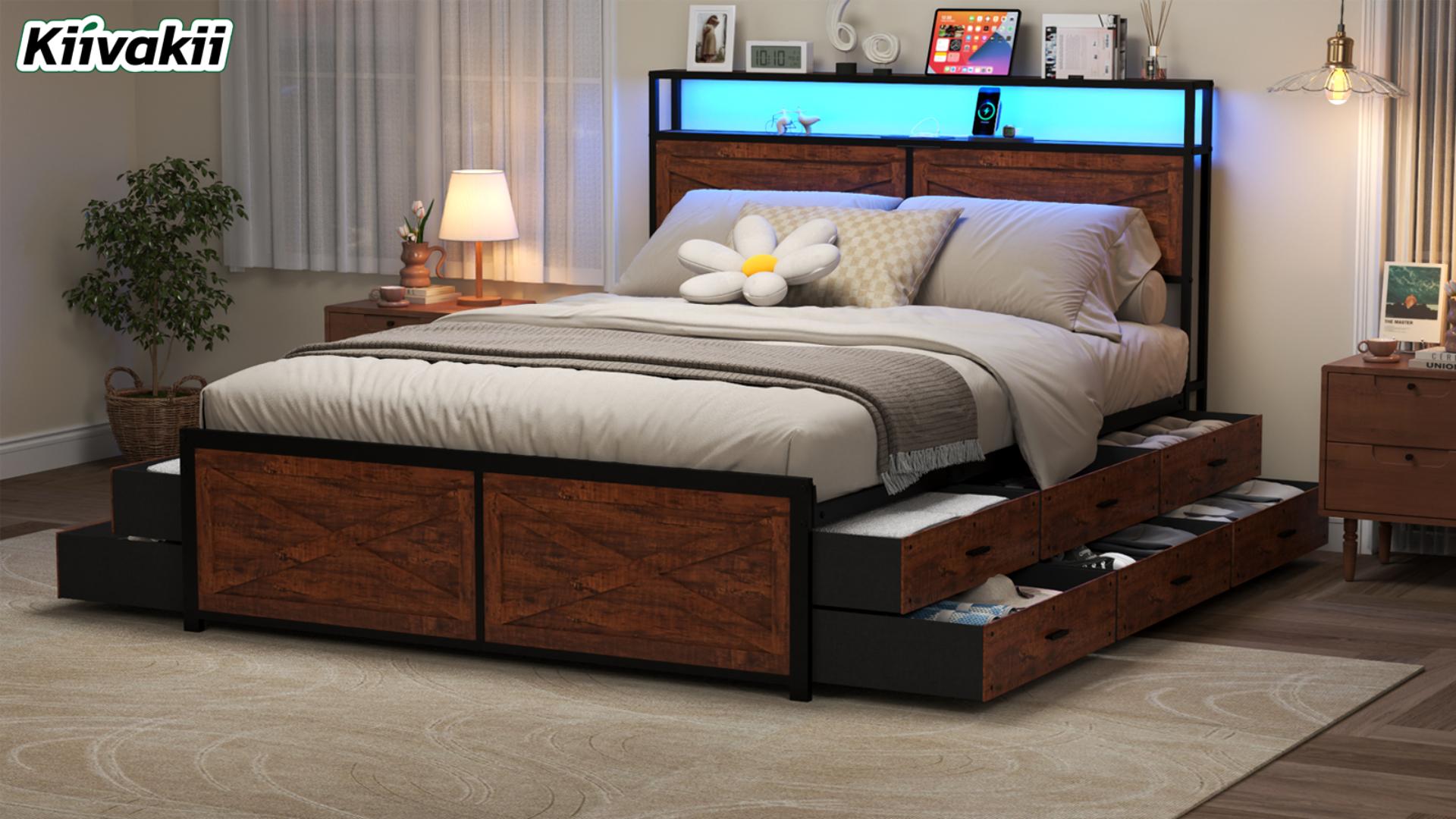 Amazon.com: Kiivakii King Size Bed Frame with 12 Storage